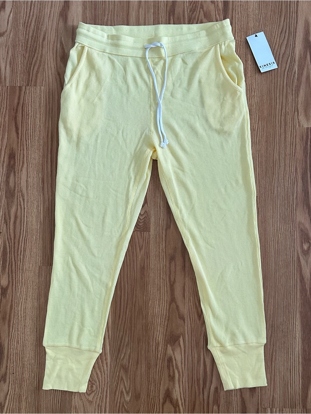 NWT Kinesis The Active Project Waffle Knit Lounge Shorts Pastel Yellow